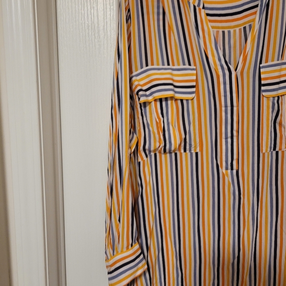4X - Striped Blouse with buttons halfway. - Picture 4 of 8